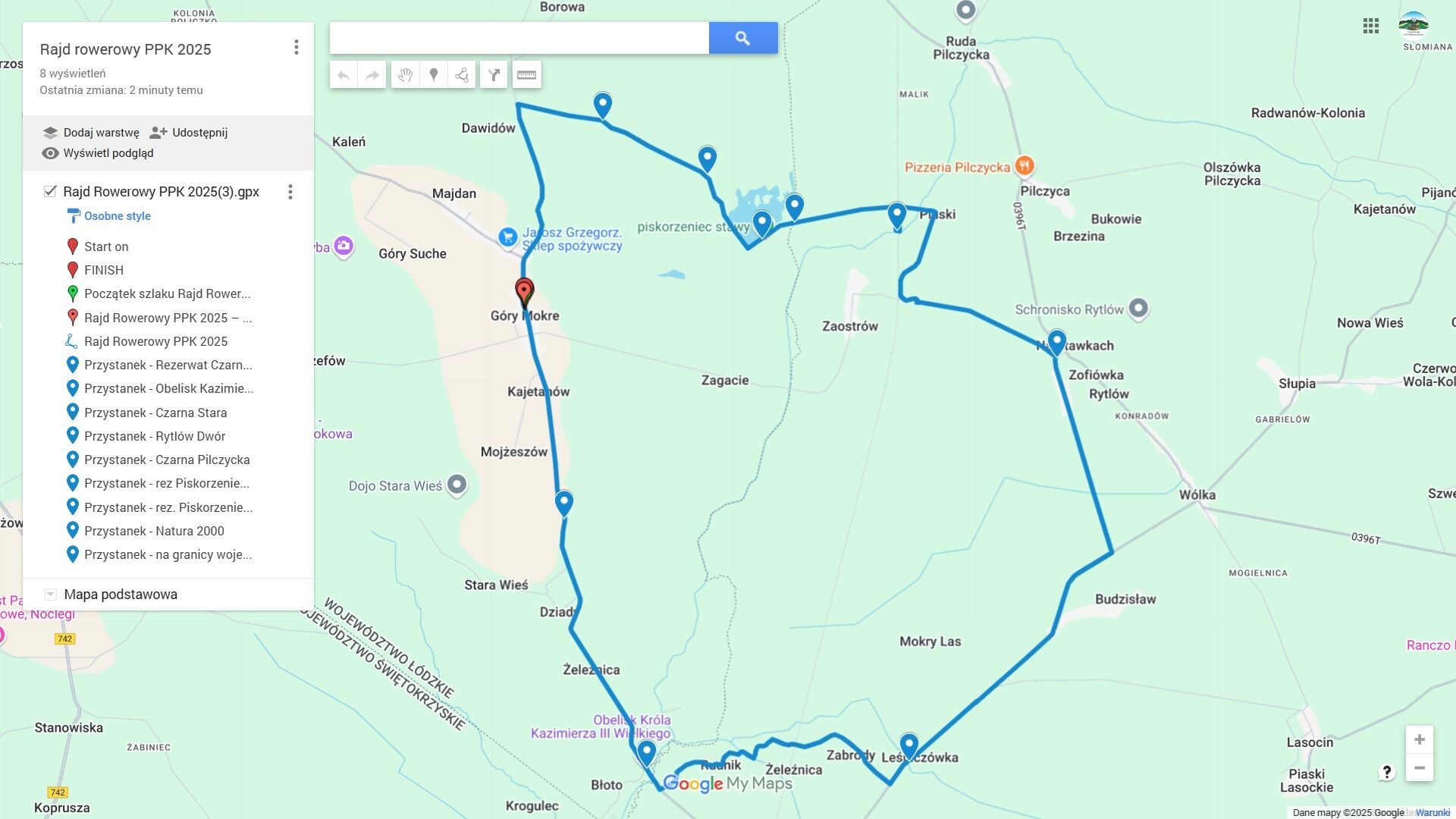 mapa rajdu